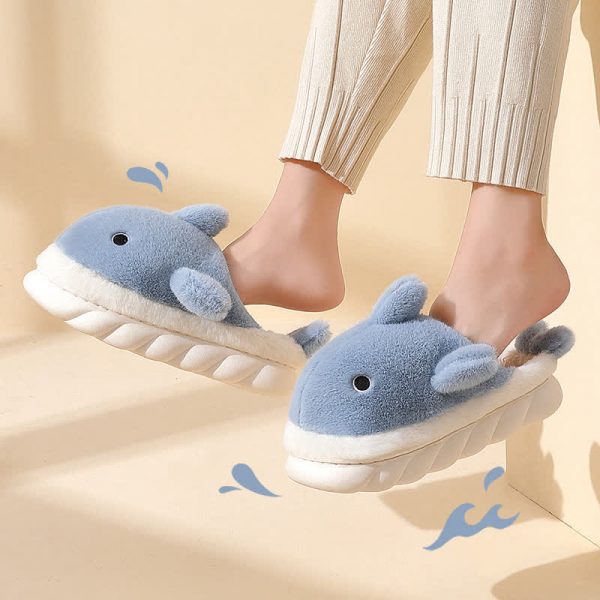 Girlfriend Boyfriend Cartoon Whale Plush Slippers - Modakawa modakawa