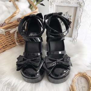 Bow Knot Star Buckle Lolita High-heeled Shoes - Modakawa modakawa