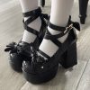 Bow Knot Star Buckle Lolita High-heeled Shoes - Modakawa modakawa