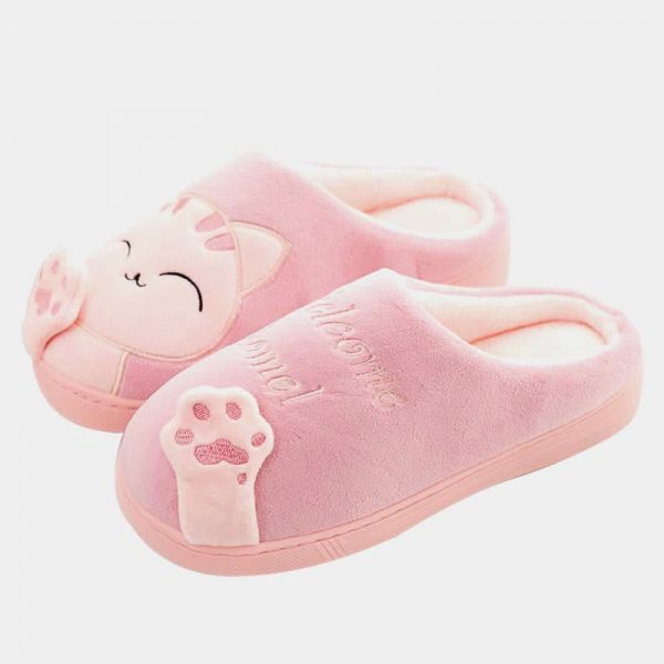 Cat Letters Antlers Plush Slippers - Modakawa Modakawa