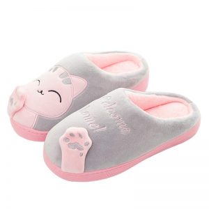 Cat Letters Antlers Plush Slippers - Modakawa Modakawa