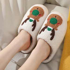 Lovely Christmas Reindeer Plush Slippers - Modakawa Modakawa