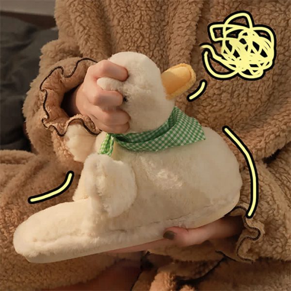 Cute Cartoon Scarf Duck Plush Slippers - Modakawa Modakawa