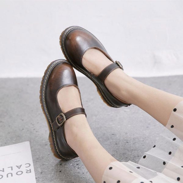 Strap Buckle Platform Round Toe Lolita Mary Janes Shoes - Modakawa Modakawa