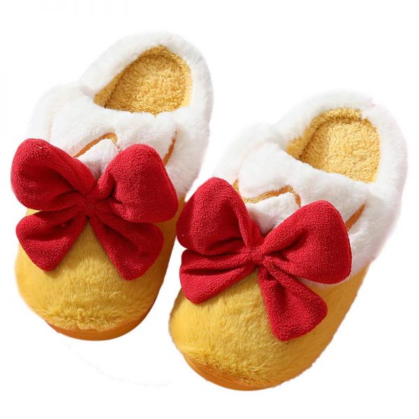 Cute Bow Knot Plush Slippers - Modakawa modakawa