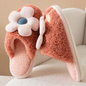 Flowers Plush Slippers - Modakawa Modakawa