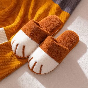 Girlfriend Boyfriend Cartoon Kitty Paw Plush Slippers - Modakawa modakawa