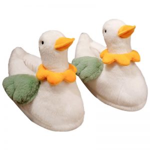 Lovely Flower Cartoon Duck Plush Slippers - Modakawa Modakawa