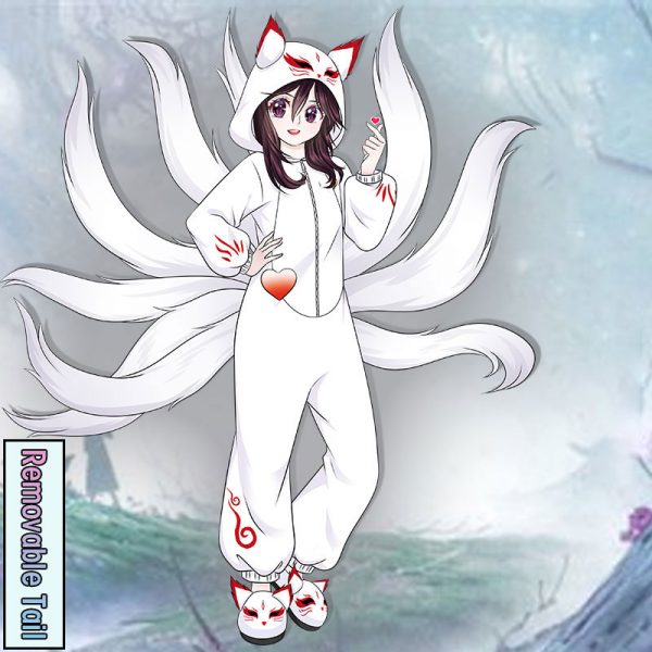 Nine-tailed Fox Plush Pajamas With Slippers Hooded Winter Sleepwear - Modakawa Modakawa