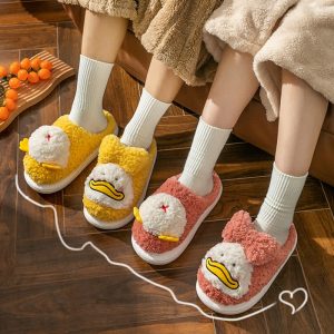 Chic Cartoon Duck Plush Slippers - Modakawa Modakawa