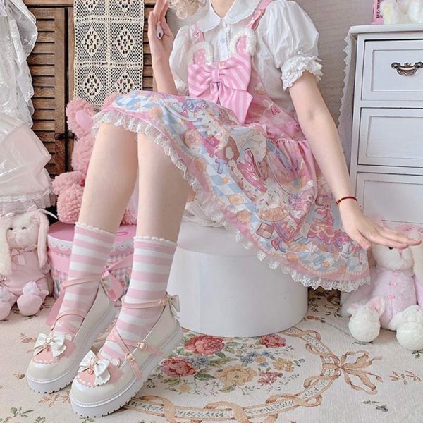 Colorblock Bow Knot Lolita Mary Janes Shoes - Modakawa Modakawa