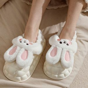 Lovely Cartoon Bunny Detachable Plush Slippers - Modakawa Modakawa