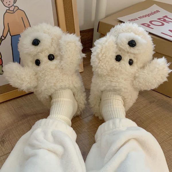 Cute Cartoon Puppy Long Ears Plush Slippers - Modakawa Modakawa