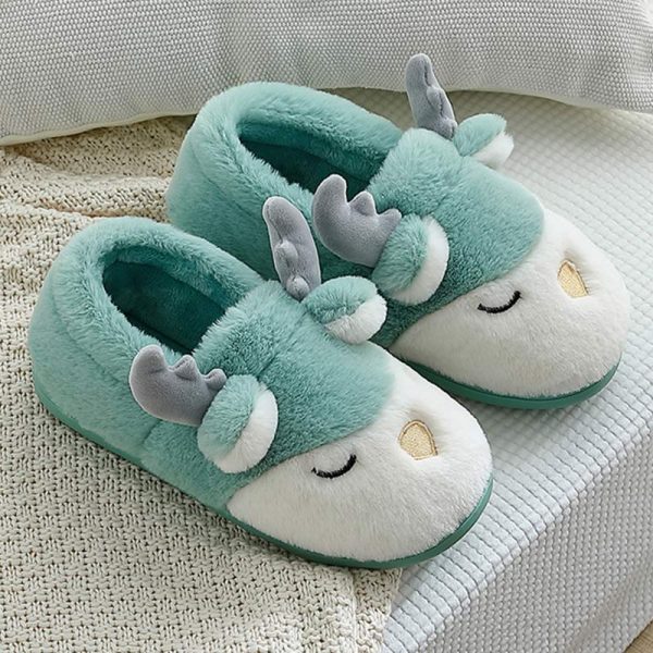 Antler Ears Plush Slippers - Modakawa Modakawa