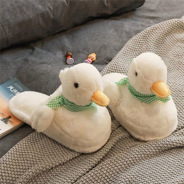 Cute Cartoon Scarf Duck Plush Slippers - Modakawa Modakawa