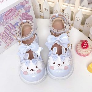 Round Toe Bunny Lolita Mary Janes Shoes - Modakawa modakawa