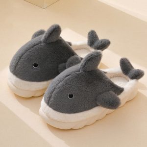 Girlfriend Boyfriend Cartoon Whale Plush Slippers - Modakawa modakawa