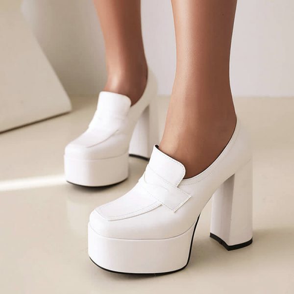 Sqaure Toe Chunk High Heel Mary Janes Shoes - Modakawa modakawa