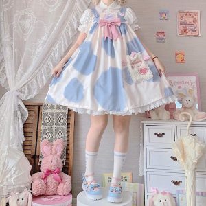 Colorblock Bow Knot Lolita Mary Janes Shoes - Modakawa Modakawa