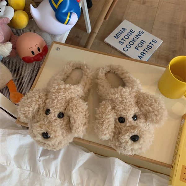 Cute Cartoon Puppy Long Ears Plush Slippers - Modakawa Modakawa