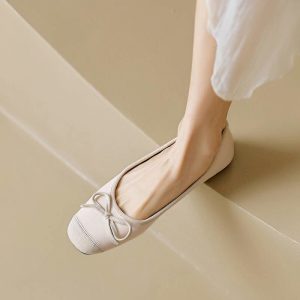 Sqaure Toe Bowknot Mary Janes Flats Shoes - Modakawa modakawa