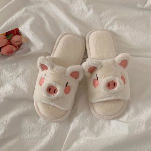 Cute Cartoon Piggy Plush Slippers - Modakawa Modakawa