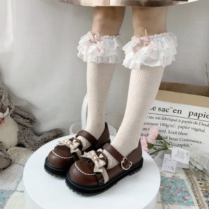 Bow Knot Button Bear Platform Lolita Shoes - Modakawa modakawa