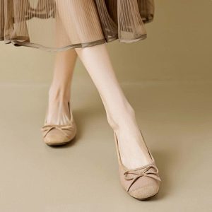 Sqaure Toe Bowknot Mary Janes Flats Shoes - Modakawa modakawa