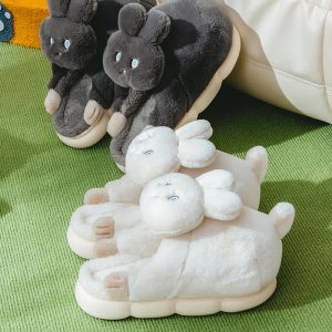 Cute Cartoon Bunny Bear Plush Slippers - Modakawa Modakawa