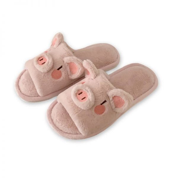 Cute Cartoon Piggy Plush Slippers - Modakawa Modakawa