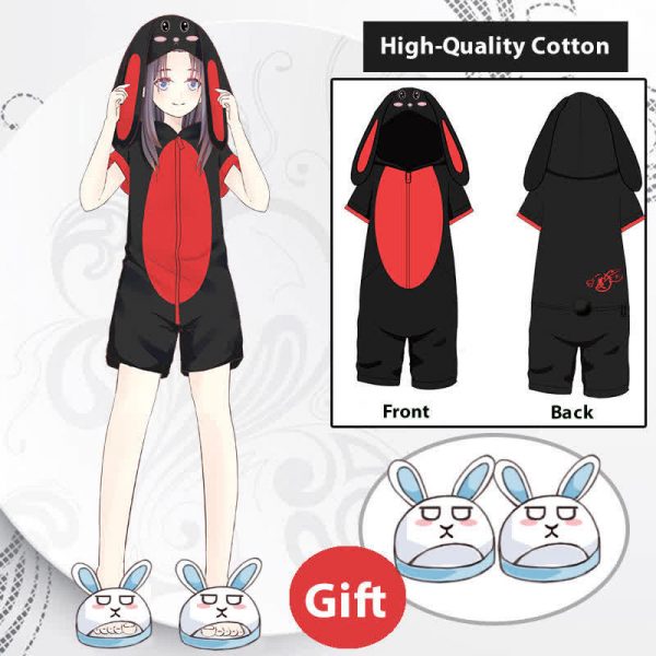 Cute Cartoon One-Piece Jumpsuit Pajamas With Slippers - Modakawa Modakawa