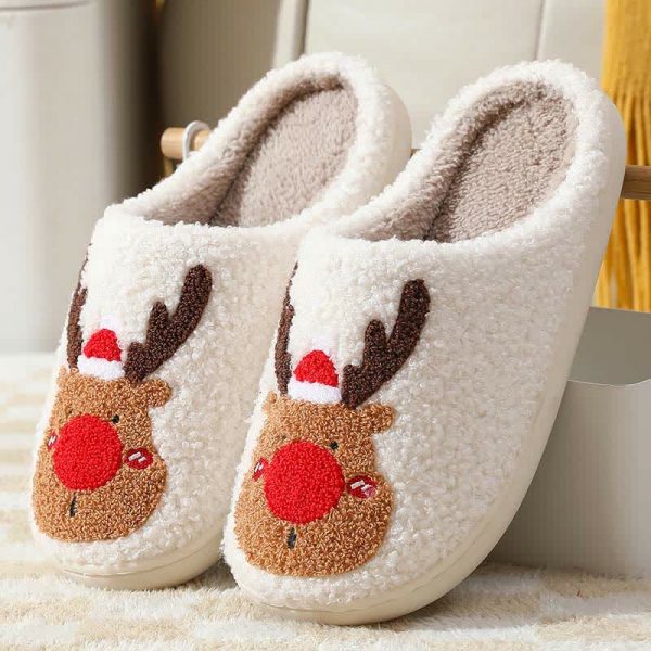 Lovely Christmas Reindeer Plush Slippers - Modakawa Modakawa