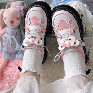 Cute Bear Lace Up Lolita Mary Janes Shoes - Modakawa Modakawa